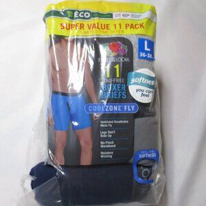 NWT FRUIT OF THE LOOM mens BOXER BRIEFS tag free COOLZONE 11 pair SIZE L 36-38